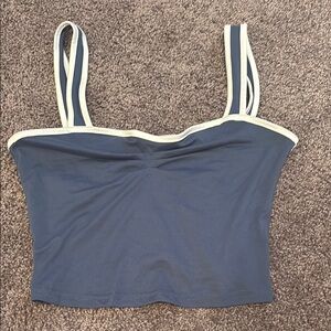 Blue and White Strappy Crop Top